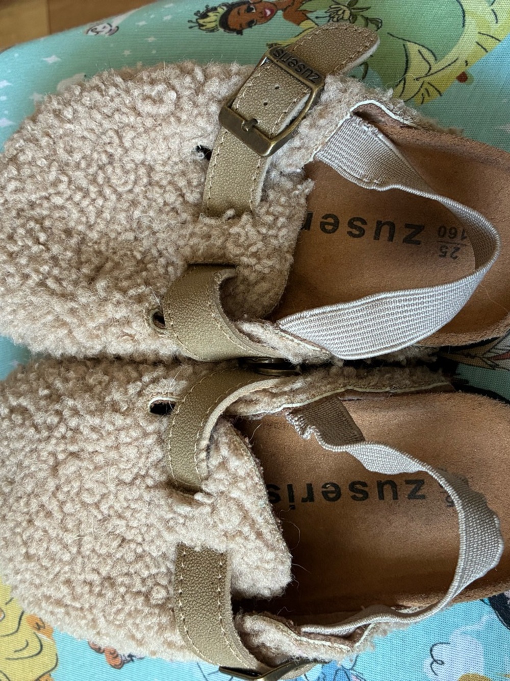 Kids Cream Faux-Shearling Slip-On Shoes